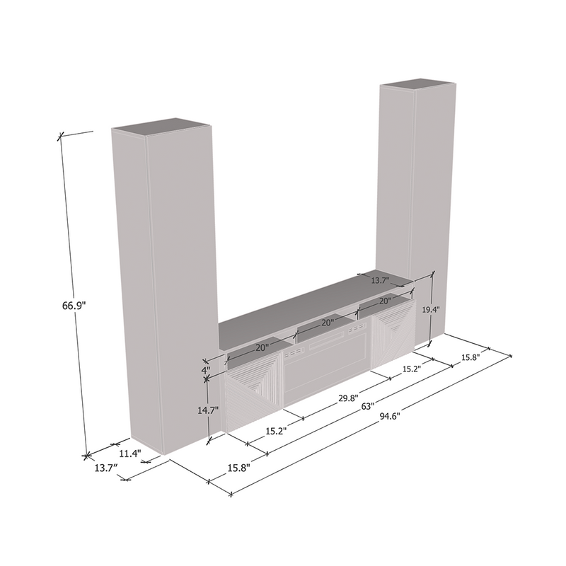 Giza WH-EF Floating Fireplace Entertainment Center - Meble Furniture