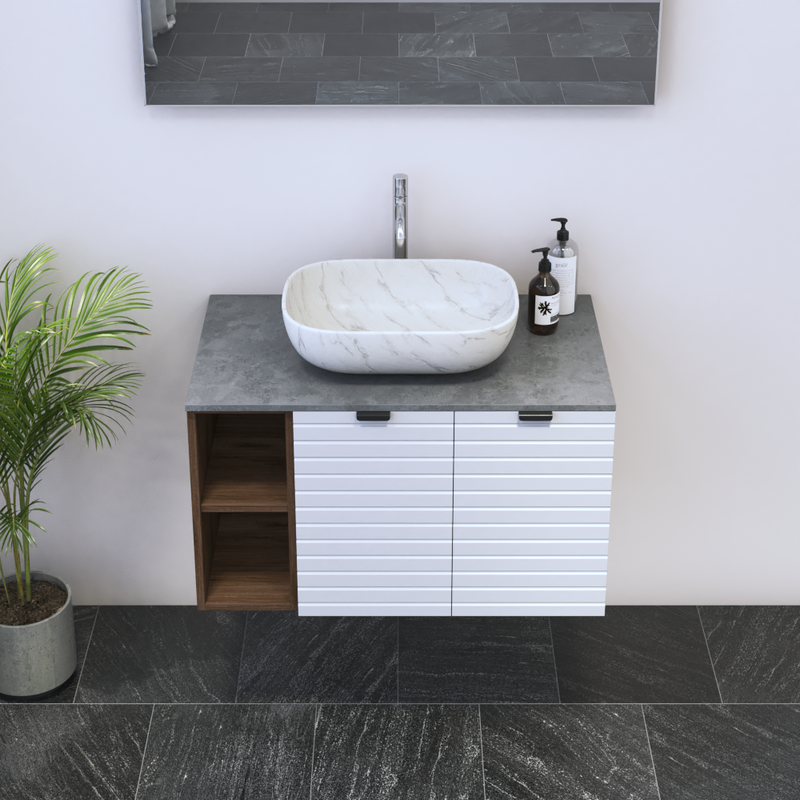 Capri 2D 60 Floating Bathroom Vanity with Shelf - Meble Furniture