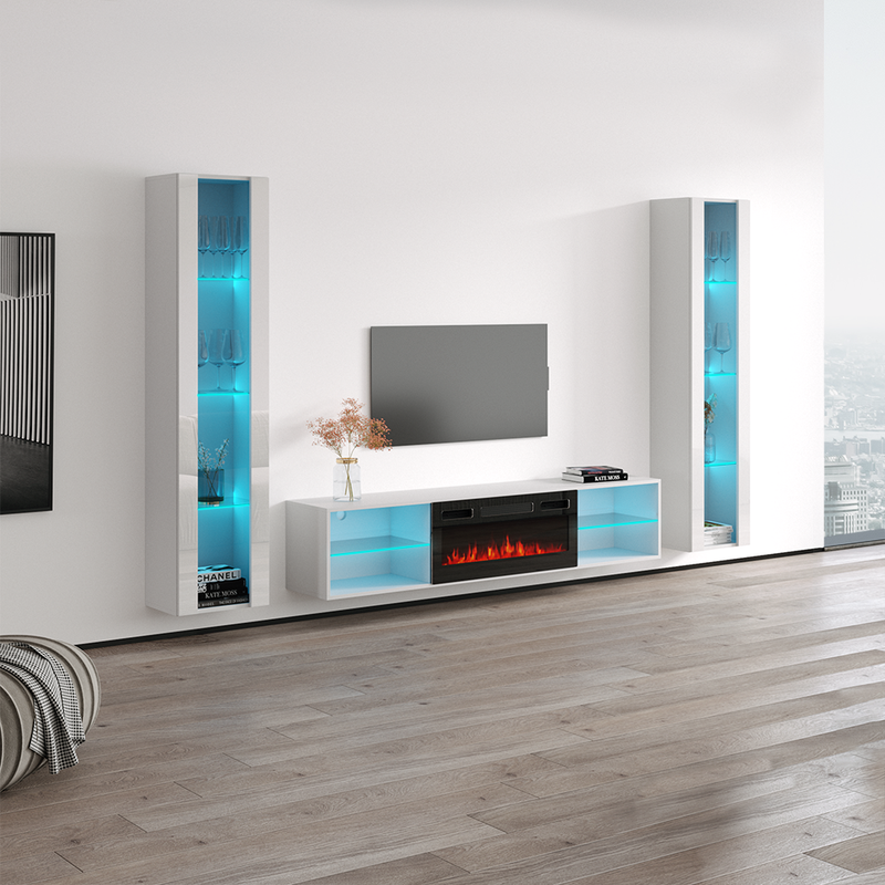 Lima BL-EF Floating Fireplace Entertainment Center - Meble Furniture
