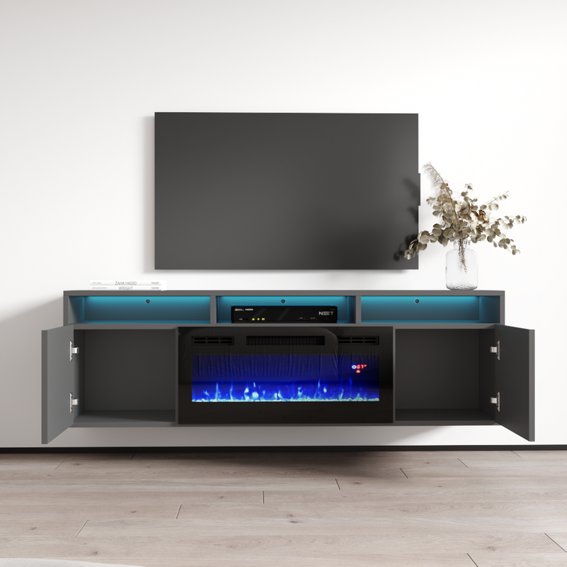 Giza BL-EF Floating Fireplace TV Stand - Meble Furniture