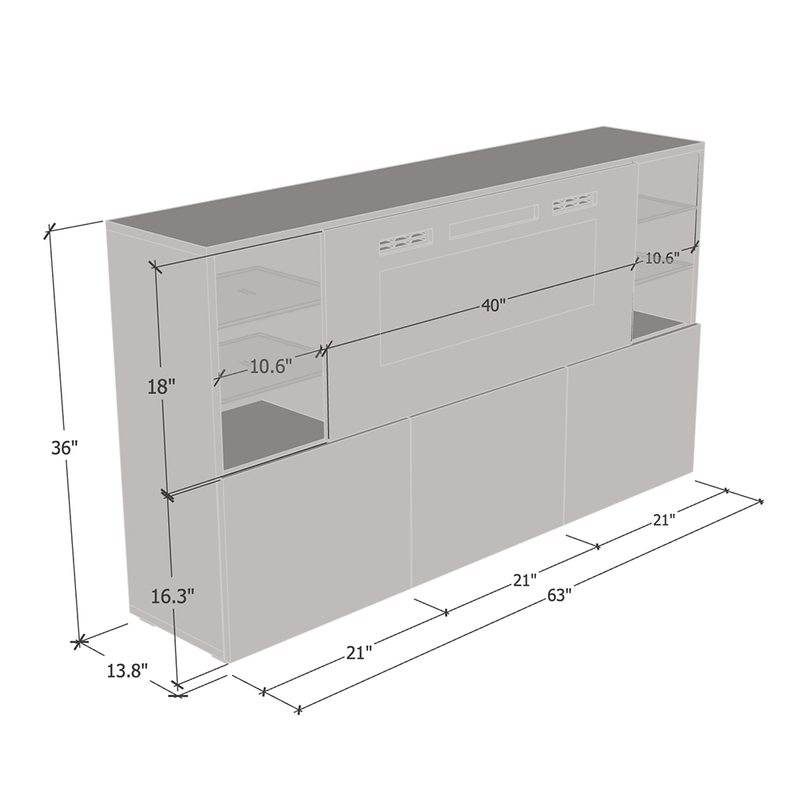 Komi 03 Electric Fireplace 63" Sideboard - Meble Furniture