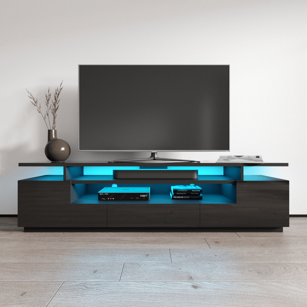 Modern White TV Stand with LED Lights, 71 Gaming Entertainment Center with  20 Color RGB Lights, TV Console for 75 inch TV