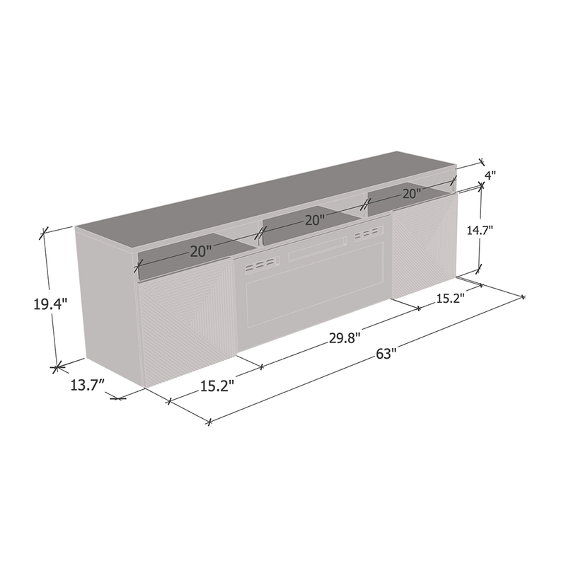 Giza EF Wall Mounted Electric Fireplace 63" TV Stand - Meble Furniture